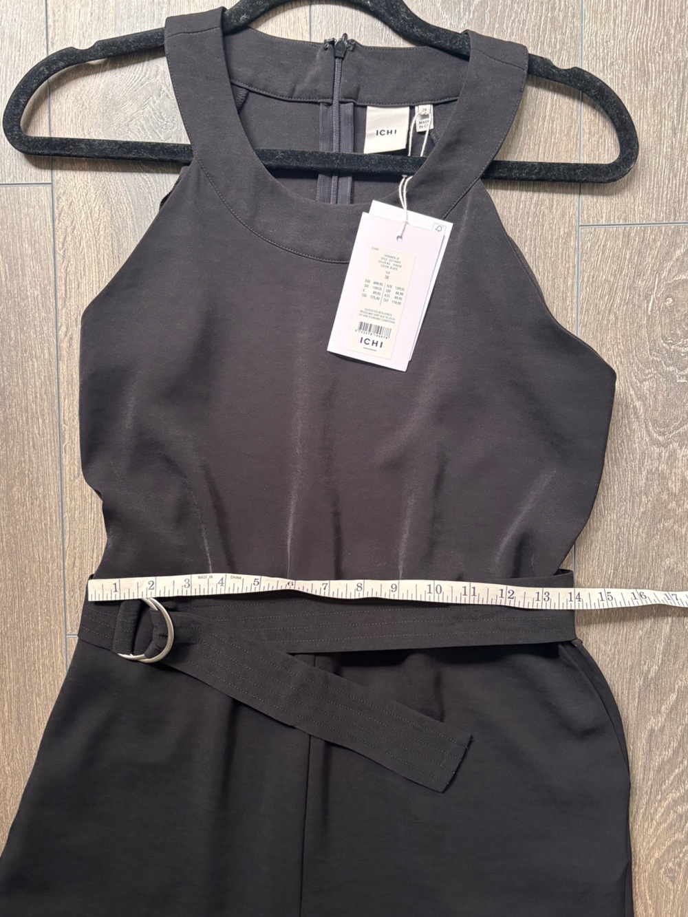 NWT- ICHI Sleeveless Black Wide-Leg Belted Jumpsuit - Picture 7 of 11